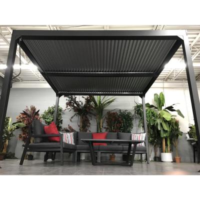 China Garden Luxury Aluminum Electric Gazebo Louvre Opening Frame 3X3 Aluminum Pergola Easily Assembled Type Roof For Outdoor Living for sale