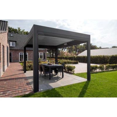 China Easily Assembled Black Coating Outdoor Aluminum Pergolas Portable Louvered Roof SPA Waterproof UV Protection for sale