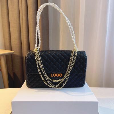 China Fashion women's bags set handbags ladies pearl chain-letter brand handbag luxury famous designer handbags for sale