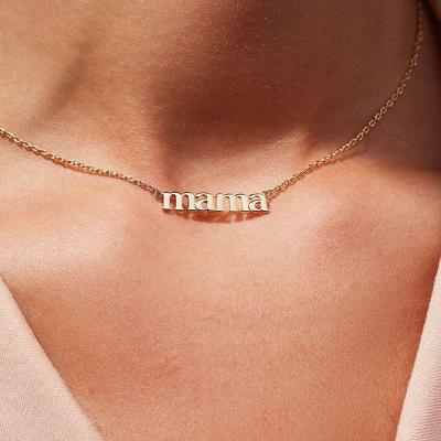 China TRENDY Gift Mother's Day Gift Mom Necklace Letter 18k Gold Plated Titanium Steel Clavicle Chain for sale