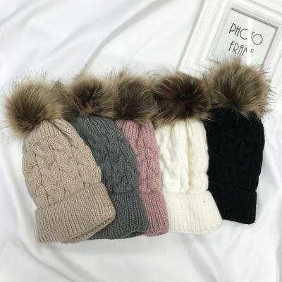 China Nautral/Winter Warm Hats Wholesale Men's and Women's Small Twist Knitted Hat Autumn Baby Cute Pompom Hat Both for sale