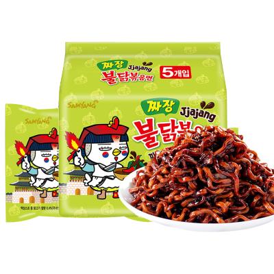 China Korean Ramen 140g*5packs Super Spicy Green Gluten Free Chili Sauce Noodles Chicken Fried Ramen Bag for sale