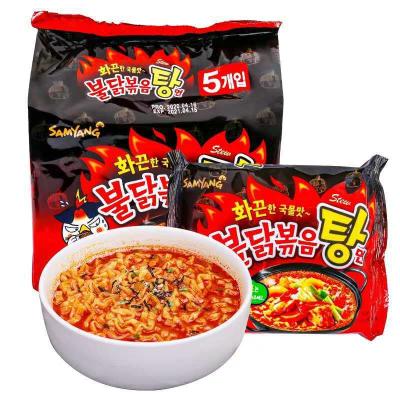 China South Korea Original Three-raised Turkey Noodles Gluten Free 140g*5 Five Packs Super Spicy Chicken Flavor Dried Noodles for sale