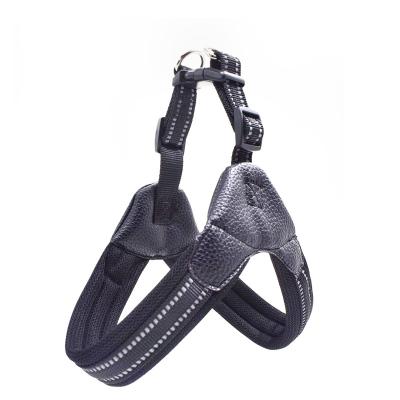 China Personalized Irresistible Soft Nylon Reflective Anti-Lost Pu Dog Vest Harness And Leash for sale