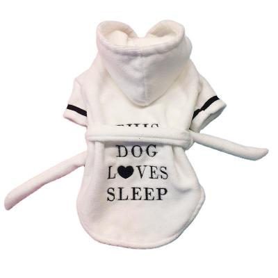 China Sustainable Luxury Comfortable Absorbent Soft Cotton Pet Towels White Dog Brand Bathrobe for sale