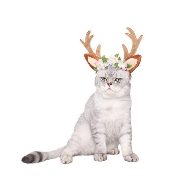 China Viable Cute Christmas Reindeer Pet Accessories Dog Hat Headband For Cats Christmas Antlers Headband Cat Ornament Large for sale