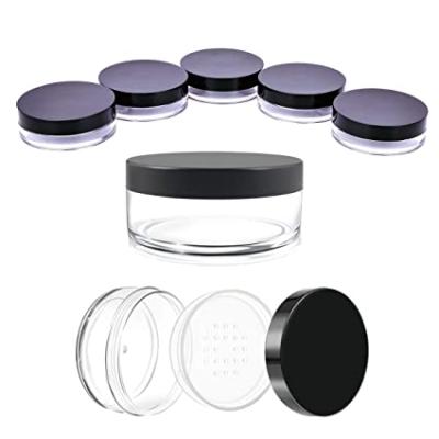 China 10ml Cosmetic Empty Reusable Plastic Powder Crate Compact Containers Face Loose Powder Container Cosmetic Travel Kit With Sifter for sale