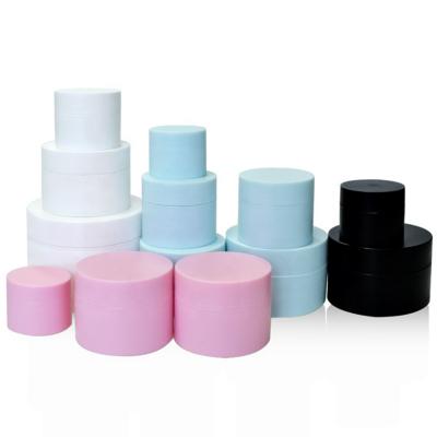 China Luxury Appearance 3ml 5ml 10ml Matt White Black Pink Blue Outstanding Plastic Cosmetic Cream Container Double Wall Jars for sale