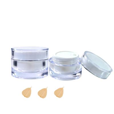 China 10ml Clear White Silver Cosmetic Container Sample Size 10ml Plastic Acrylic Body Cream Jar for Ointments Lotion Lip Balm Powders for sale