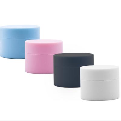 China Matte Cosmetic Cream Jar With Appearance PP Double Wall 3ml-120ml Outstanding Black Plastic Pink Blue White Frosted Lid for sale