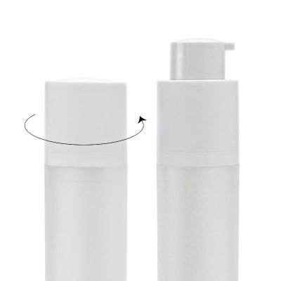 China Cosmetic White Airless Twist Bottle Top Plastic Cosmetic Packaging Frosted Airless Bottle 15ml 30ml 50ml Lotion Pump Bottle for sale