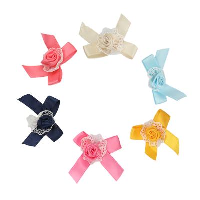 China Japan and Korean Style Stain Mini Bowknot Flower Fabric Flower Clothing Accessories Wedding Decoration Flower for sale