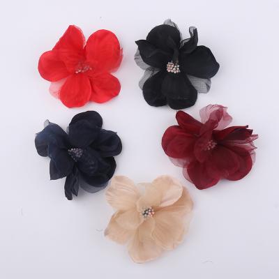 China Cloth+yarn corsage diy women's shoes and hats headdress flower accessories clothing decoration yarn flower for sale