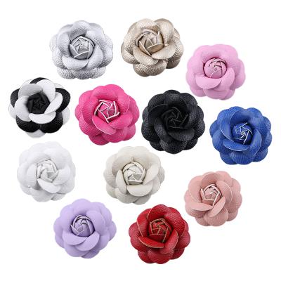 China Wholesale Multicolor Shoe Accessories Chinese Style Lychee Camellia Camellia Handbags Leather Flower Bags And Flowers for sale