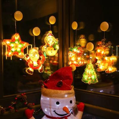 China Indoor Decoration Led Christmas Decorative Lights Santa Snowman Elk Shape Window Suction Cup Lights Christmas Tree Decor Hanging Lights for sale