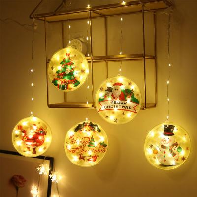 China Indoor Decoration Xmas New Year Star Light Christmas Atmosphere Curtain Decor Led Hanging Suction Cup Christmas Light for sale