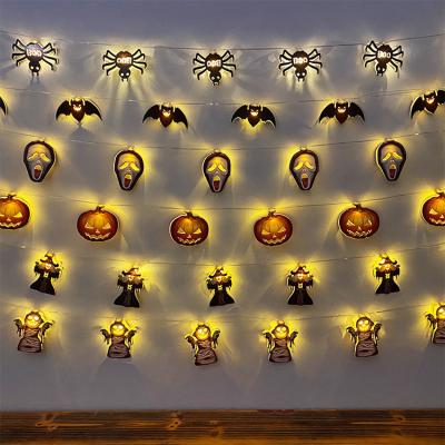 China Halloween Gifts Halloween Decoration Light String LED Party Atmosphere Haunted House Props Pumpkin Skull Wizard Modeling Light String for sale