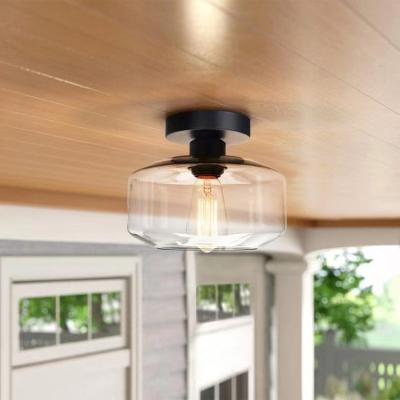 China Industrial Clear Glass Shade Industrial Ceiling Lamp Outdoor Mounted Flush Mount Light E27 Ceiling Light for sale