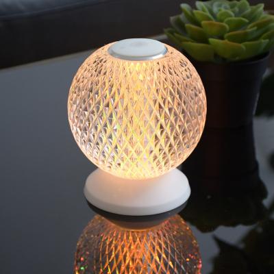 China Modern Creative Lead Wireless Crystal Ball Table Lamp Acrylic Atmosphere Moon Bedroom Bedside Gift Touch Table Night Fill Light for sale