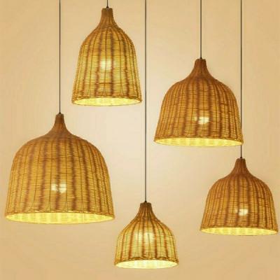 China Modern Factory Direct Fixtures Lamp Bamboo Rattan Chandeliers Lighting Wicker Pendant Light For Apartment Decor for sale