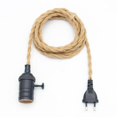 China Screw Europlug Hemp Rope Plug Chandelier Set Vintage Weave Hemp Rope Ceiling Lamp AccessoriesDIYPlug Rope Suit for sale