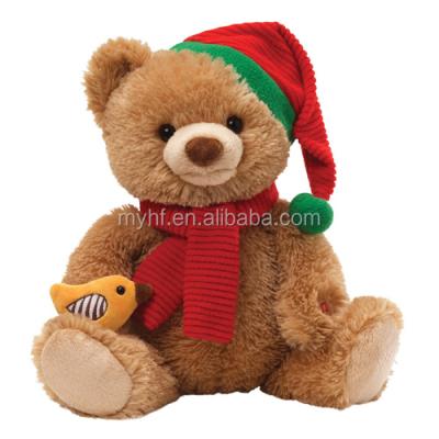 China Plush Christmas Plush Stuffed Teddy Bear With A Bird Soft Toys Por Mayor for sale