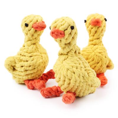 China Eco Friendly Dogs 15cm Yellow Duck Cotton Knots Dog Rope Chew Pet Toys for sale