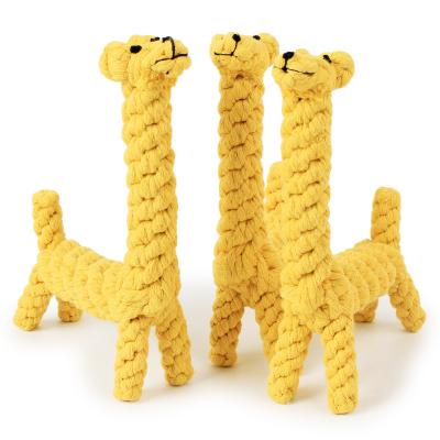 China Eco Friendly Dogs 21cm Cotton Knots Giraffe Rope Chew Pet Toys for sale