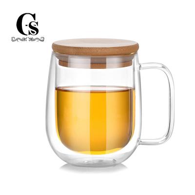 China Sustainable Double Wall Coffee Glass Cup Double Wall Glass Cup Best Price Candle Glass Mug for sale