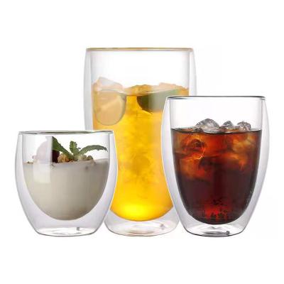 China 250ML 350ML 450ML 600ML Double Wall Sustainable Coffee Cup Best Price Glass Tea Cups for sale