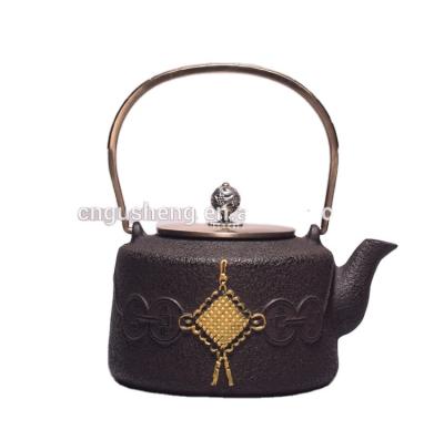 China Viable Factory Customized Cast Iron Teapot Chinese Style Warmer Teapot With Handle for sale