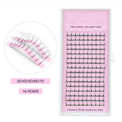 China Natural /Soft Natural /Soft Natural Pre-made Eyelash Extension 0.07 0.10mm Thickness 16rows High Quality Pre Made For Russian Volume Lashes for sale