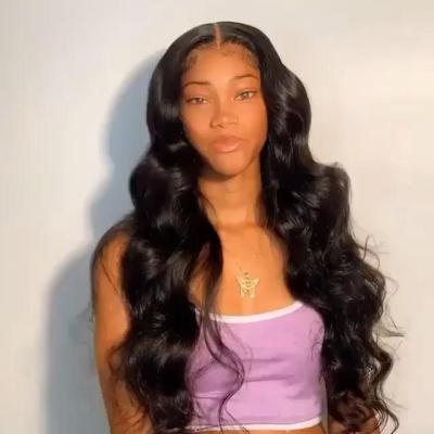 China HD Natural Soft 13x4 Lace Frontal Wig Pre Plucked With Baby Hair Brazilian Baby Hair Natural Wave 150% Density Body Hairline Color for sale