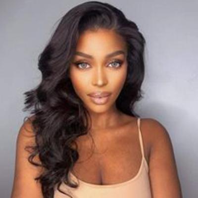 China Natural Soft Loose Lace Front Wigs Human Hair Pre Plucked Body Wave 13X4 Lace Frontal Wig With Baby Hair for sale