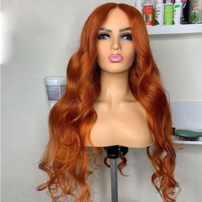 China Natural Soft Soft Orange Color 13*4 Lace Front Wigs For Women Brazilian Remy Human Hair Wigs With Baby Hair for sale