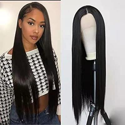 China Long Lace Front Wig For Women Black Hairline Hairline Wig Heat Resistant Synthetic Straight Natural Soft Fiber Hairline for sale