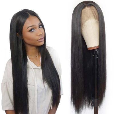 China Natural Soft Transparent Lace Front Wig For Black Women Brazilian Remy Straight PrePlucked HD Full Lace Natural Soft Hair Wigs for sale