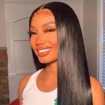 China Glueless Natural Soft Full Lace Hair Human Hair Straight Wigs For Women Front 150% Remy Hair Pre Plucked Brazilian Lace Front Wig for sale