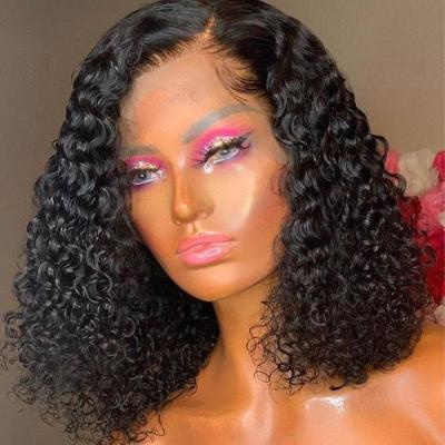 China Soft Closure Brazilian Human Hair Bob Wig Lace Front Wavy Curly Wigs Full HD Human Hair Short Natural Soft Deep Wave Wigs For Women for sale