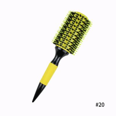 China For Salon Commercial Professional Yellow Round Italian Nylon Bristle And Hair Brush Boar Design With High Temperature Wood Handle for sale