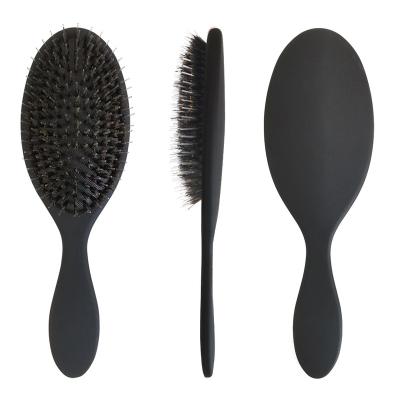 China Custom Boar Bristle Paddle Label Paddle Without Ball Pin On Bristle Rubber Plastic Handle Wet Hair Brush for sale