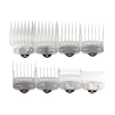 China Durable Salon Hairdresser 8 Pcs / Set Clear Transparent Guards Cordless Hair Limit Hair Trim Comb for sale