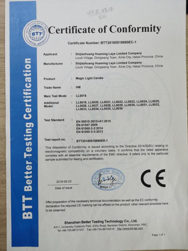 CE - Hebei Huaming Laye Limited Company