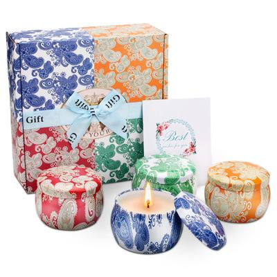 China Low Moq Scented High Quality Gift Set Natural Soy Wax Container Candle In Tin Can Scented Candle for sale