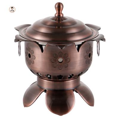 China Design Flower Retro Metal Alcohol Stove Nonstick Portable Pot One Person Hot Pot For Restaurant for sale