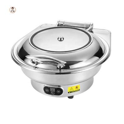 China With Intelligent Control Panel Smart Round Hydraulic Digital Control Dining Stove Stainless Steel Shake Chafing Dish Food Warmer for sale