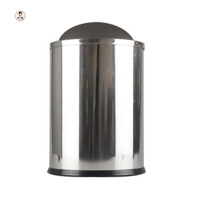 China Sustainable 201 Stainless Steel Non Magnetic Trash Can With Rolling Cover For Hotel for sale