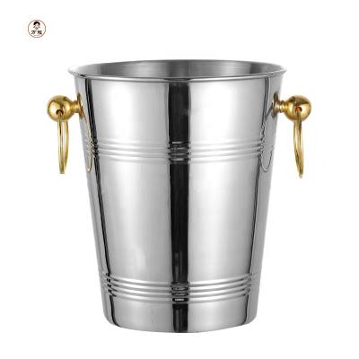 China Sustainable Stainless Steel Metal Champagne Cooler Beer Wine Ice Bucket With Handle for sale