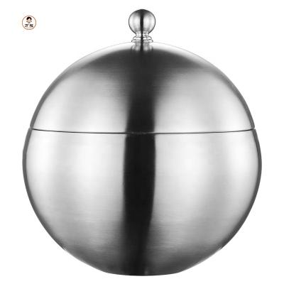 China Sustainable Wholesale Stainless Steel Ball Shaped Ice Cube Bucket With Lid For Sale for sale