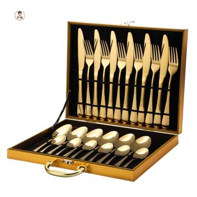 China Sustainable Wholesale Metal Knife Spoon Fork Set Gold Luxury Cutlery Set Stainless for sale